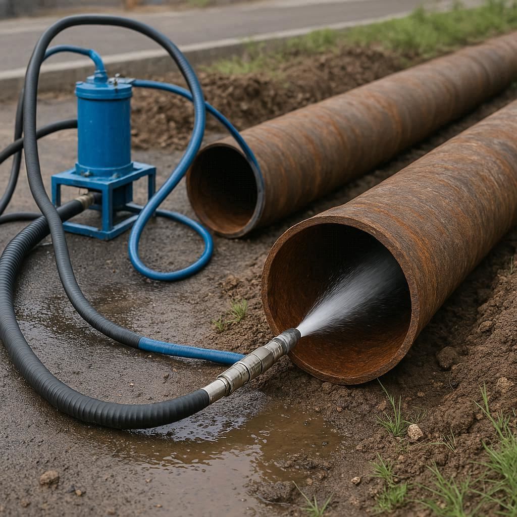 Гидродинамическая прочистка водопроводных труб в Пущине